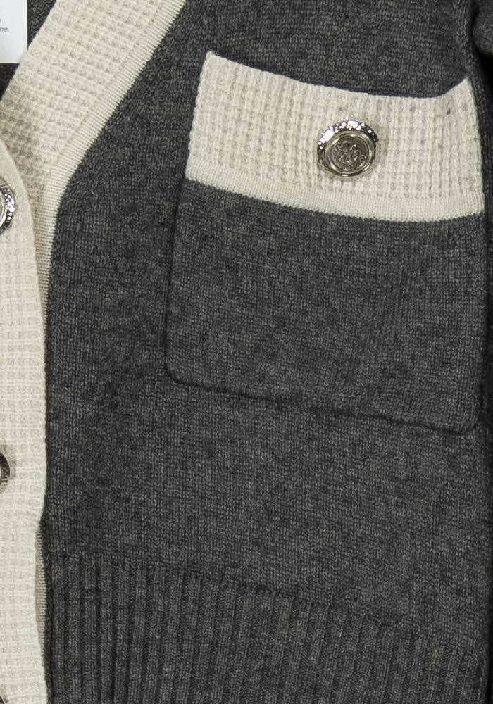 Cardigan Gris et Beige - Taille S/36 de la marque Claudie Pierlot | PARAD119271 - Vendu par Paradigme - Image 3
