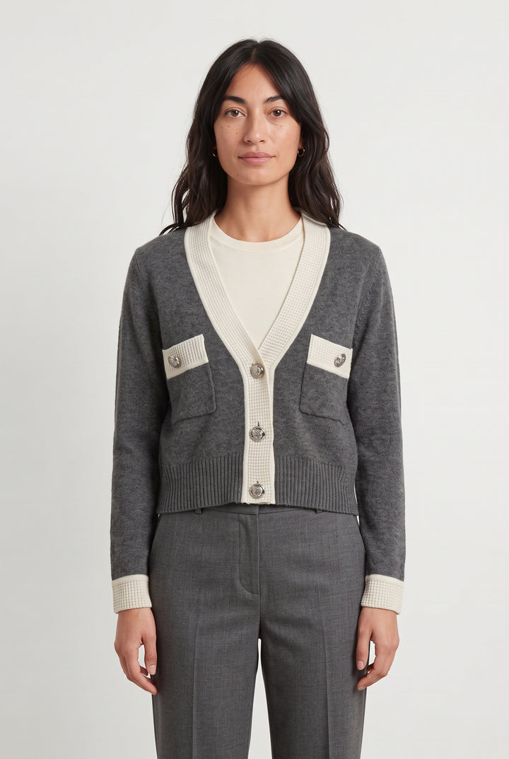 Cardigan Gris et Beige - Taille S/36 de la marque Claudie Pierlot | PARAD119271 - Vendu par Paradigme - Image 1