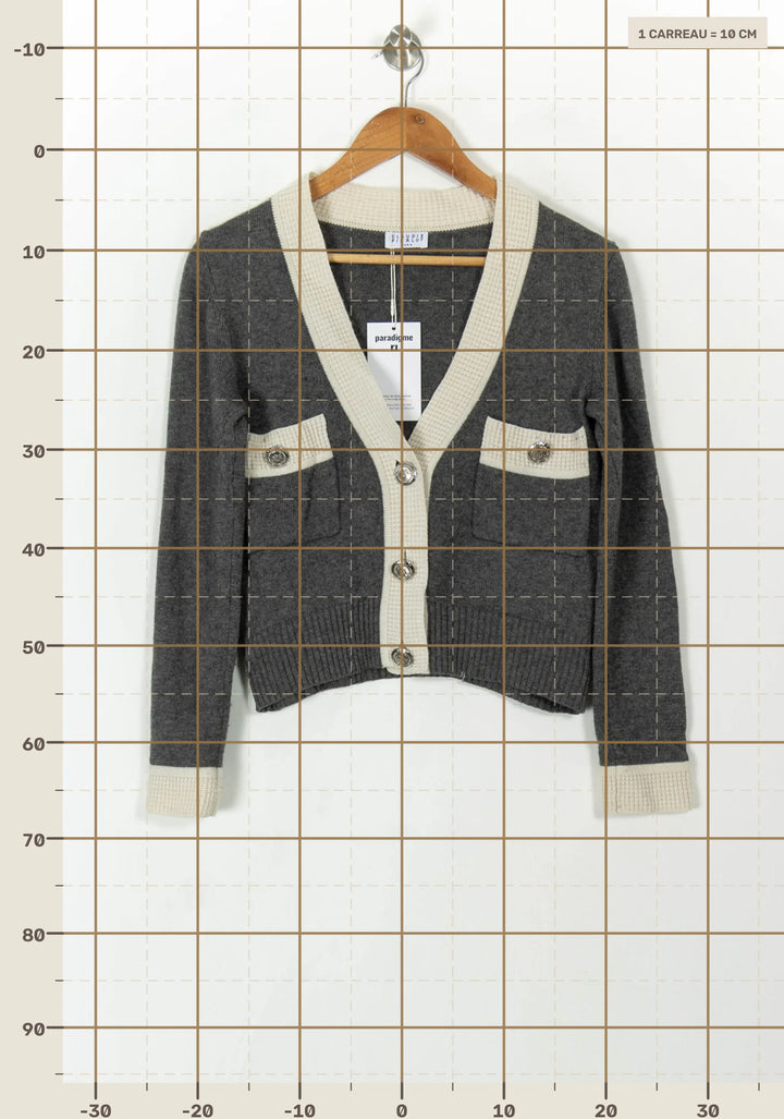 Cardigan Gris et Beige - Taille S/36 de la marque Claudie Pierlot | PARAD119271 - Vendu par Paradigme - Image 4