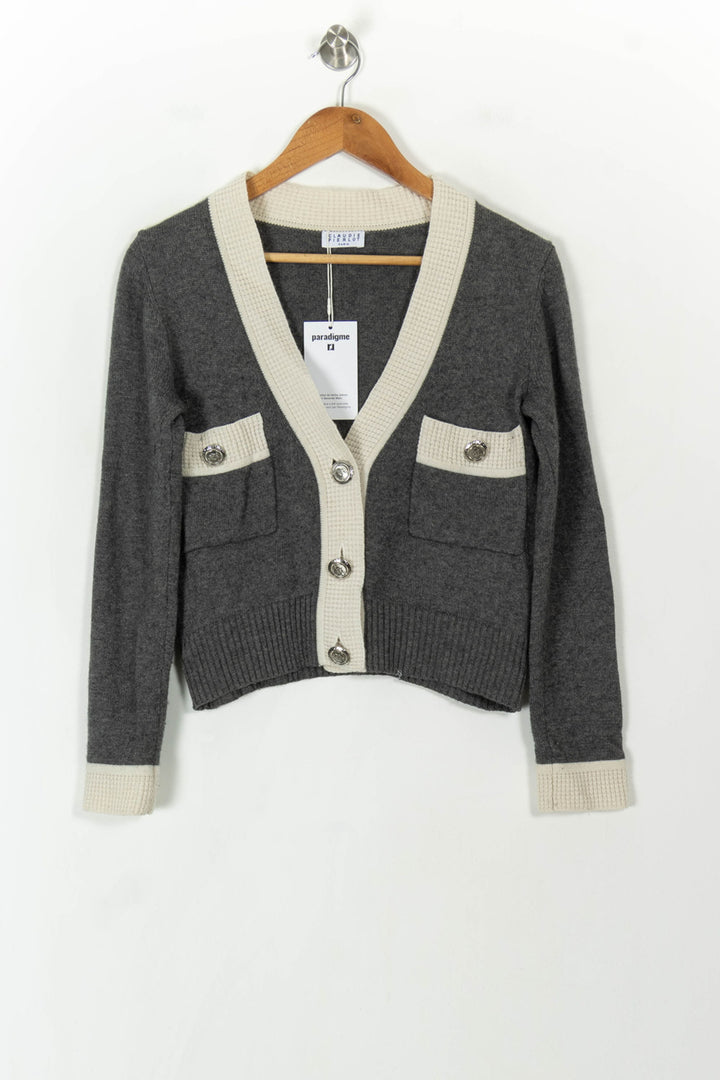 Cardigan Gris et Beige - Taille S/36 de la marque Claudie Pierlot | PARAD119271 - Vendu par Paradigme - Image 2