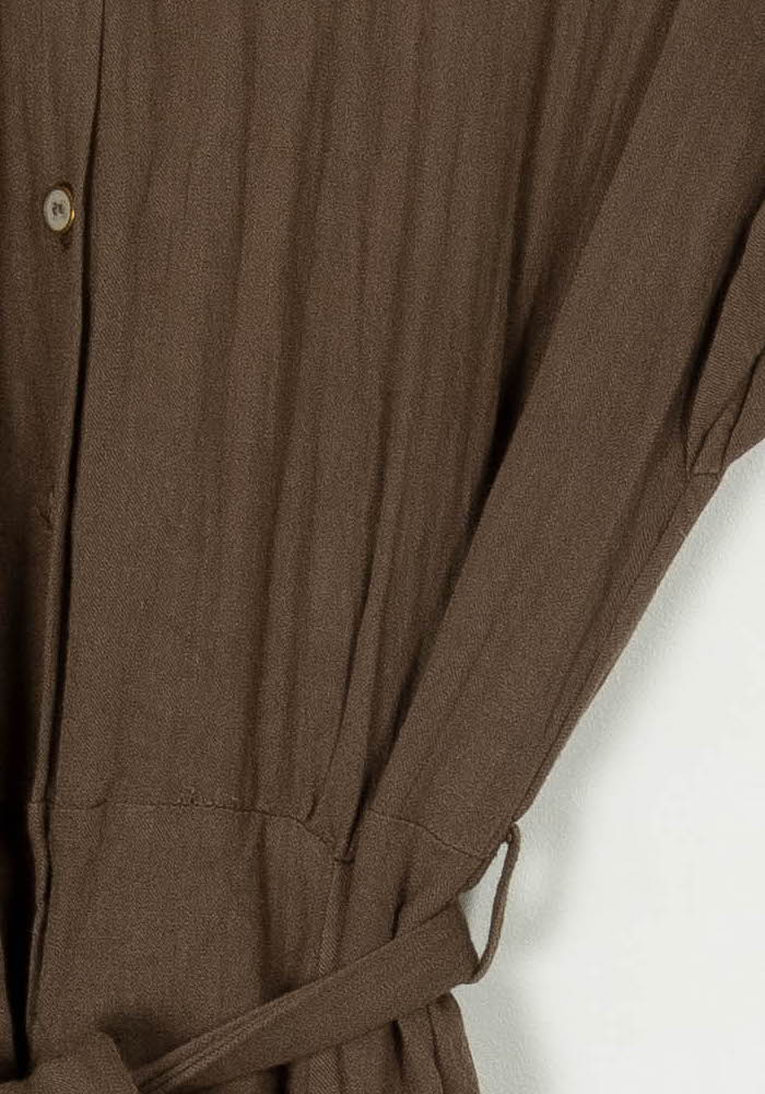 Robe Chemise Midi Marron - Taille S/36 de la marque La Petite Etoile | PARAD119284 - Vendu par Paradigme - Image 3