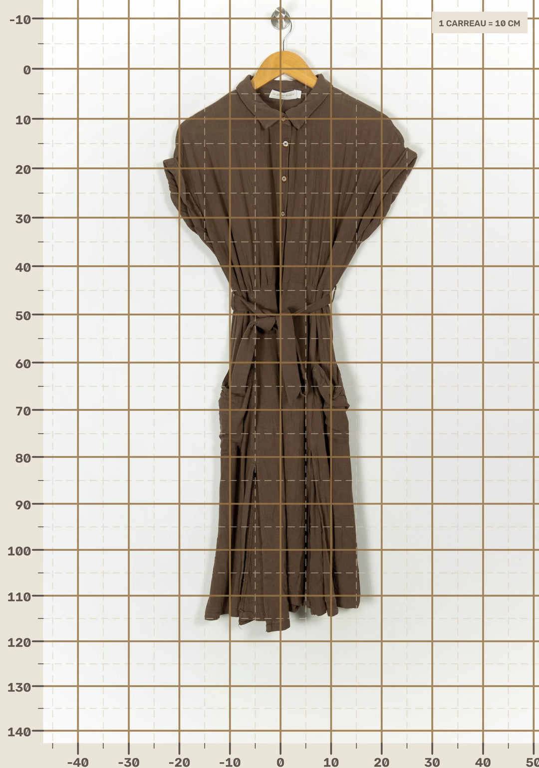 Robe Chemise Midi Marron - Taille S/36 de la marque La Petite Etoile | PARAD119284 - Vendu par Paradigme - Image 4