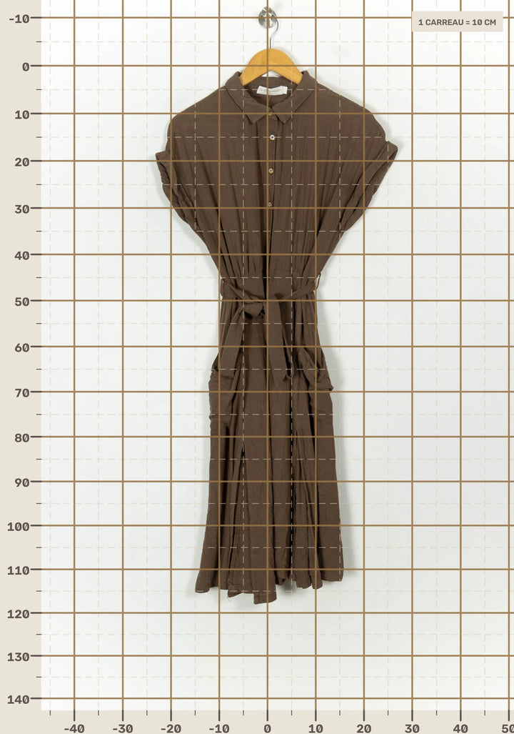 Robe Chemise Midi Marron - Taille S/36 de la marque La Petite Etoile | PARAD119284 - Vendu par Paradigme - Image 4