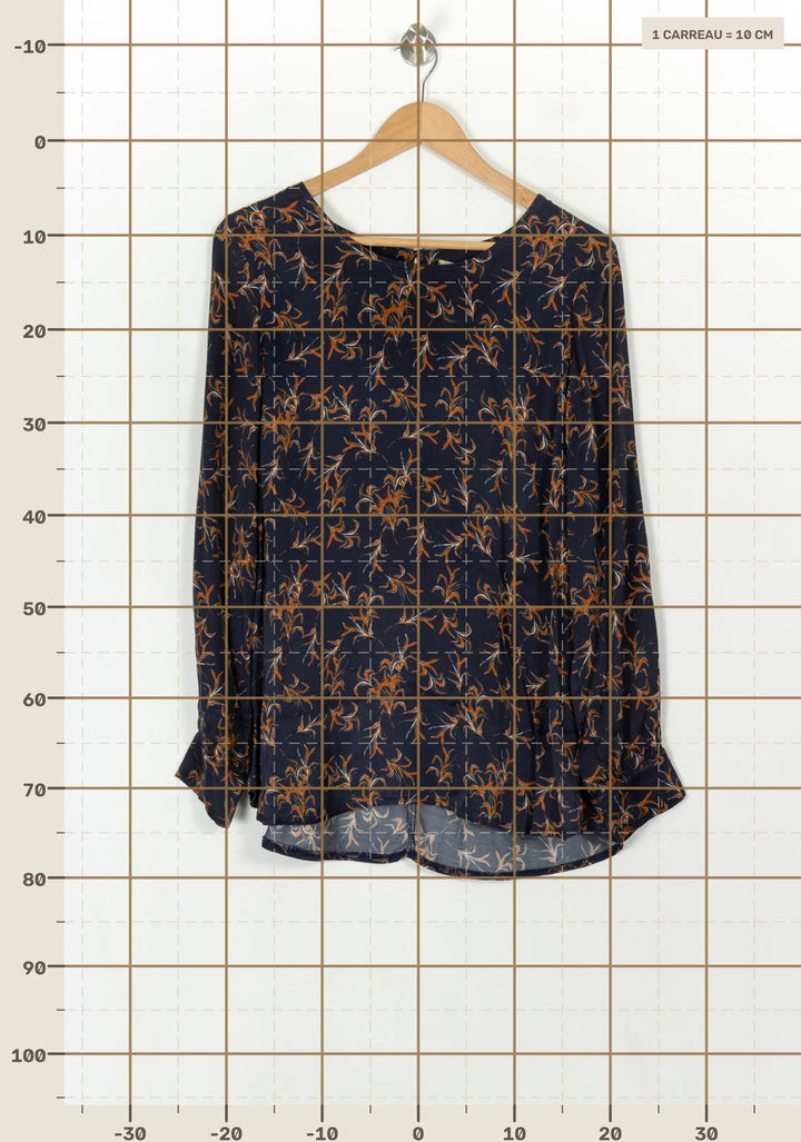 Blouse Bleu Marine et Orange - Taille L/40 de la marque La Fée Maraboutée | PARAD119286 - Vendu par Paradigme - Image 4