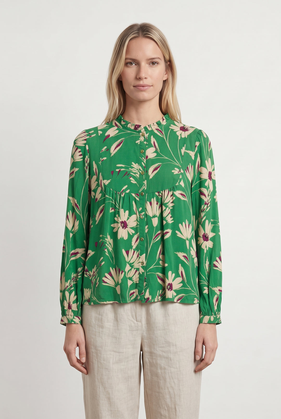 Blouse Verte et Écrue - Taille S/36 de la marque La Petite Etoile | PARAD119295 - Vendu par Paradigme - Image 1