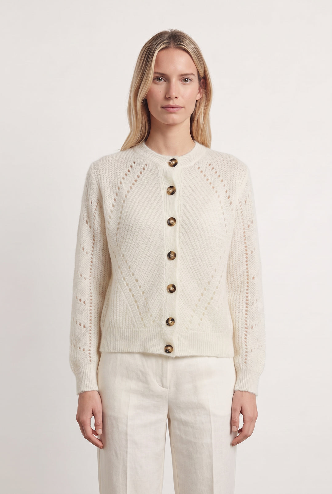 Cardigan Blanc - Taille S/36 de la marque La Fée Maraboutée | PARAD119296 - Vendu par Paradigme - Image 1