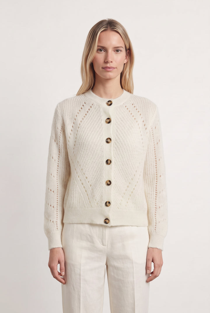 Cardigan Blanc - Taille S/36 de la marque La Fée Maraboutée | PARAD119296 - Vendu par Paradigme - Image 1