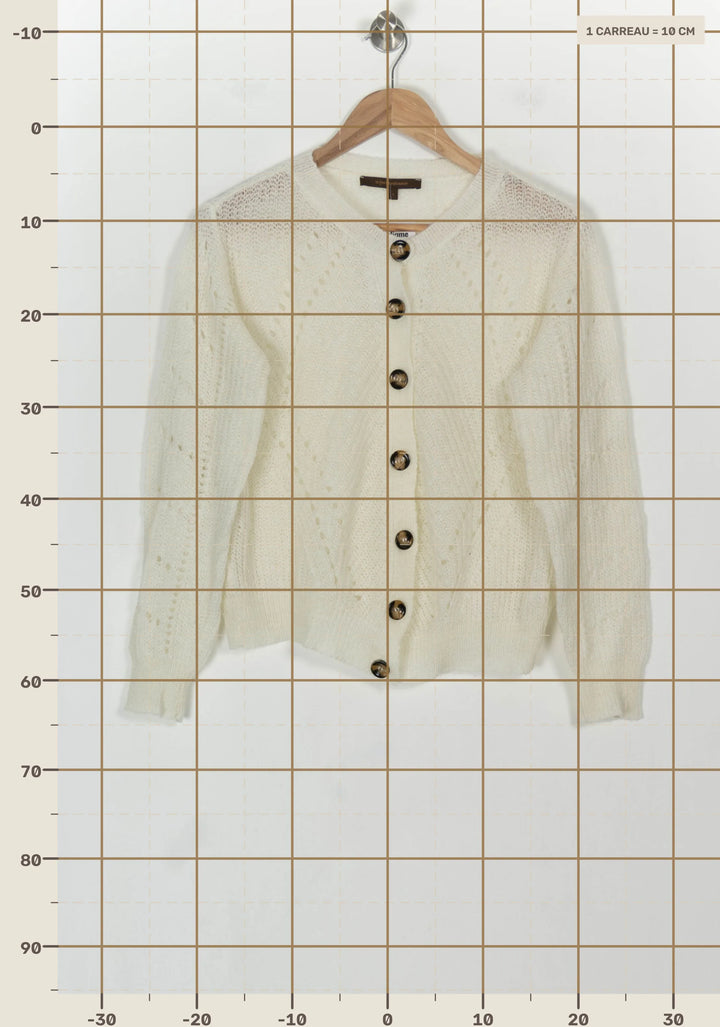 Cardigan Blanc - Taille S/36 de la marque La Fée Maraboutée | PARAD119296 - Vendu par Paradigme - Image 4