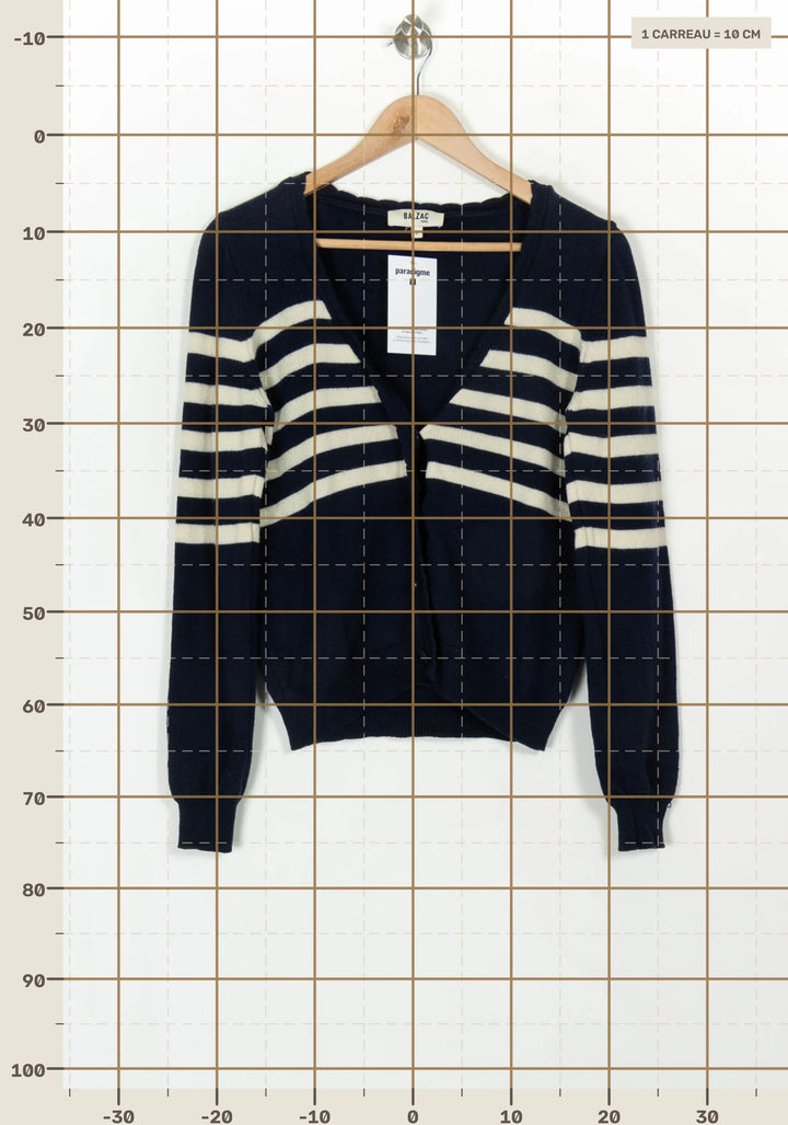 Cardigan Bleu et Blanc - Taille S/36 de la marque Balzac Paris | PARAD119297 - Vendu par Paradigme - Image 4