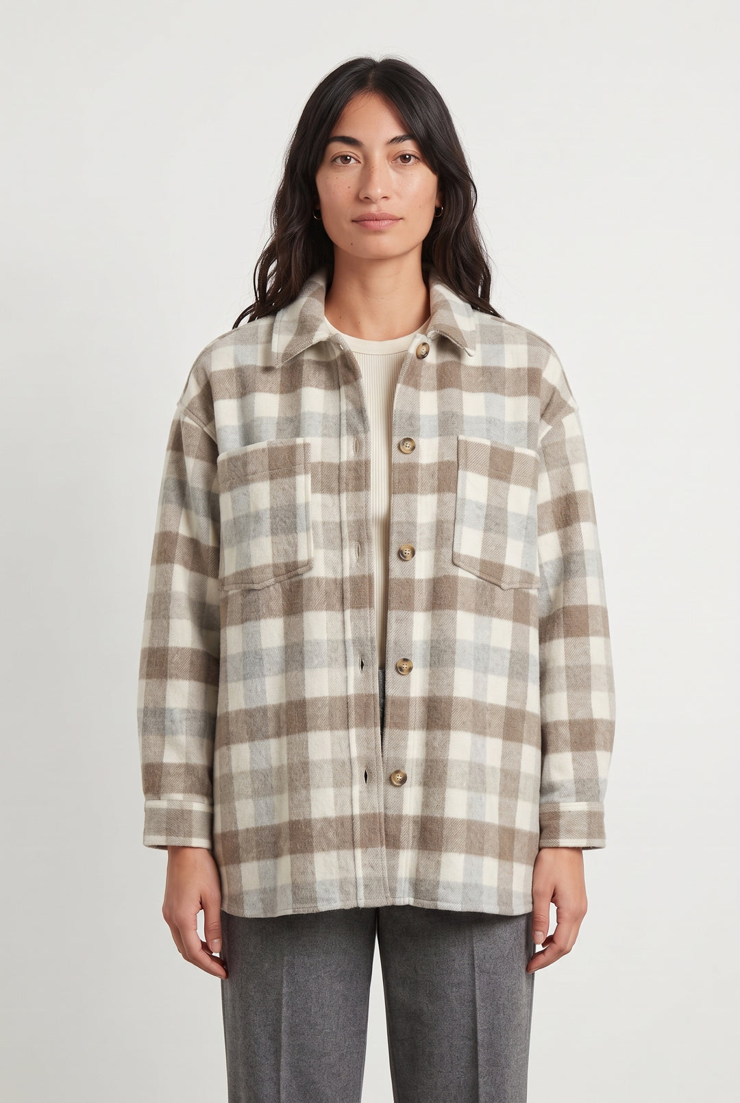 Surchemise Beige et Blanche - Taille XS/34 de la marque Kookai | PARAD119299 - Vendu par Paradigme - Image 1