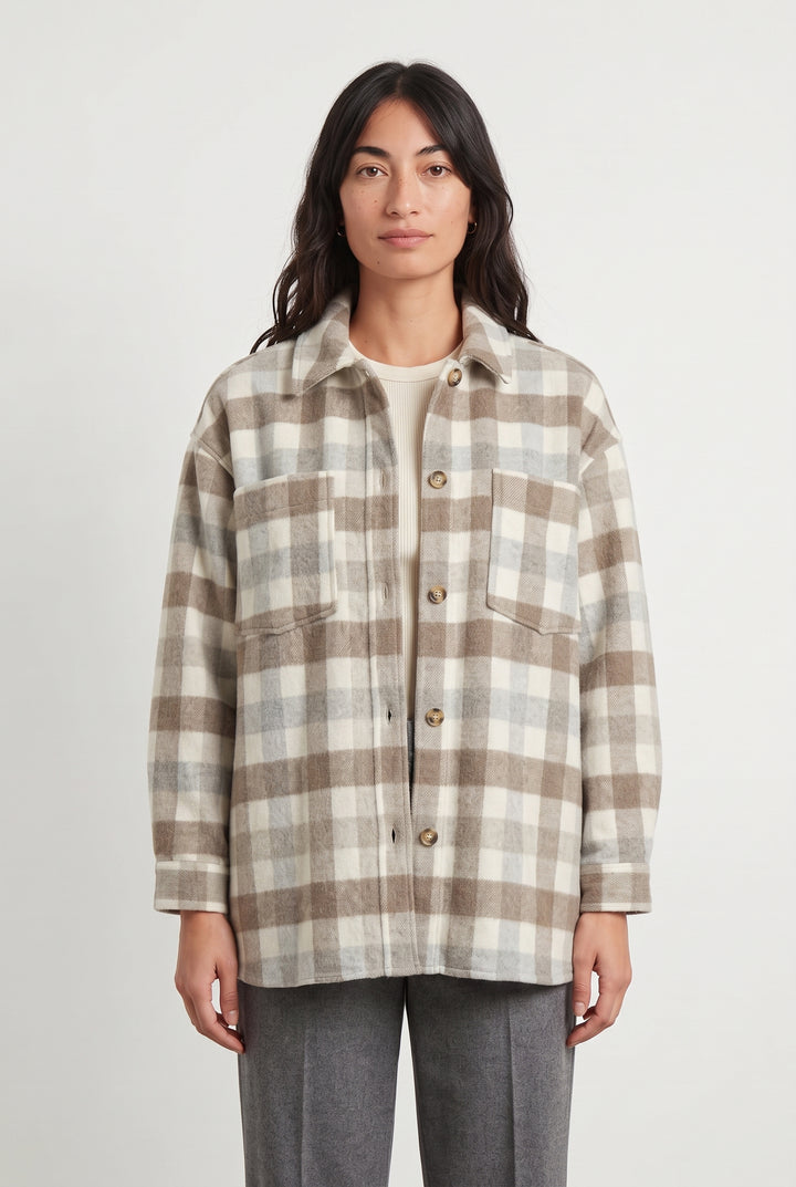Surchemise Beige et Blanche - Taille XS/34 de la marque Kookai | PARAD119299 - Vendu par Paradigme - Image 1