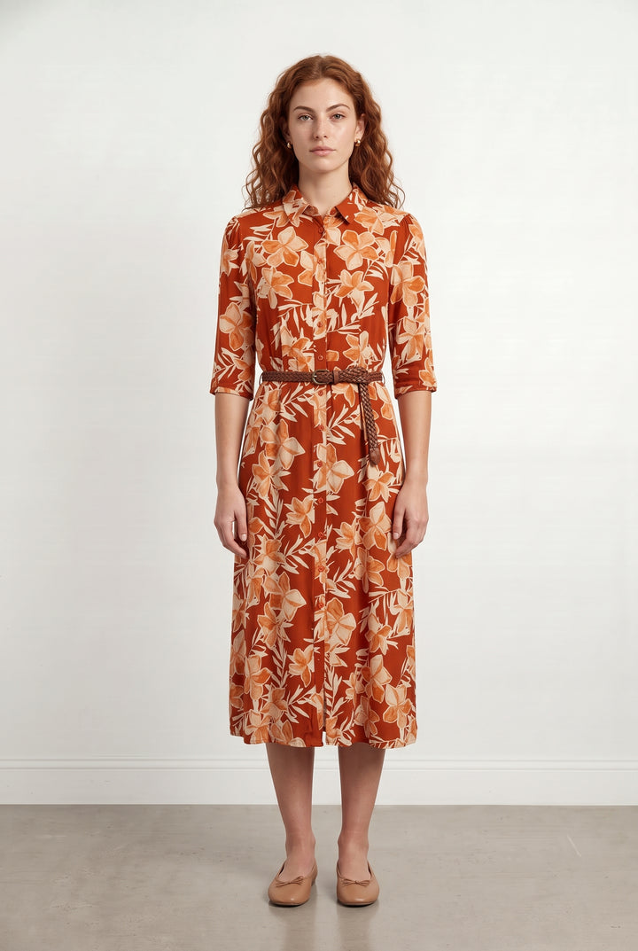 Robe Chemisier Rouge et Beige - Taille S/36 de la marque Grace &amp; Mila | PARAD119300 - Vendu par Paradigme - Image 1