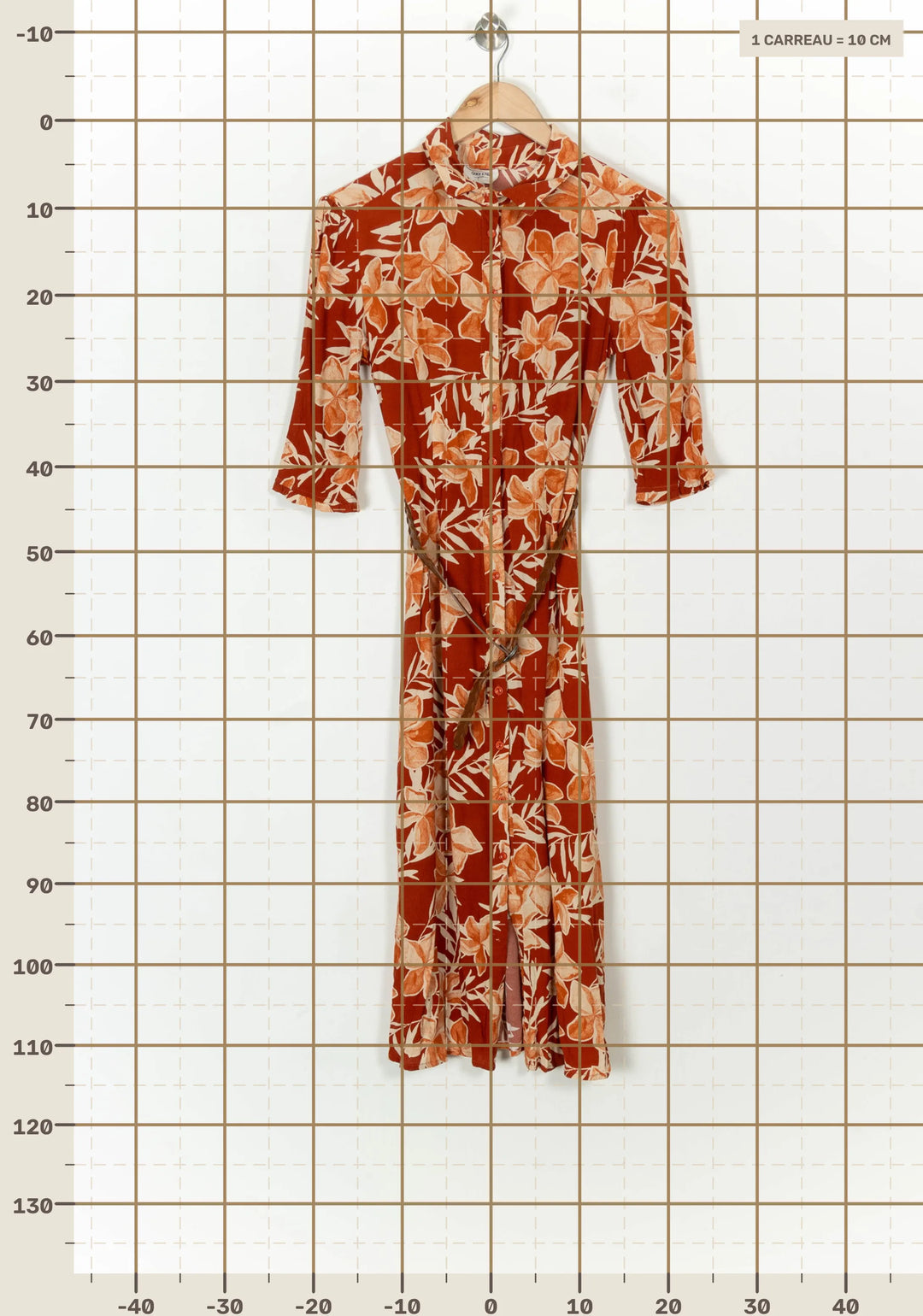 Robe Chemisier Rouge et Beige - Taille S/36 de la marque Grace &amp; Mila | PARAD119300 - Vendu par Paradigme - Image 4