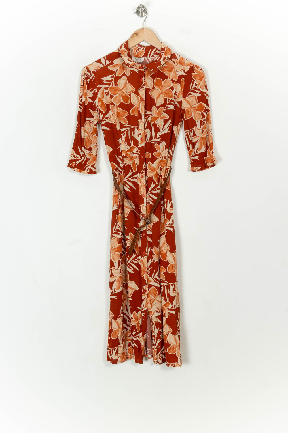 Robe Chemisier Rouge et Beige - Taille S/36 de la marque Grace & Mila | PARAD119300 - Vendu par Paradigme - Image 2