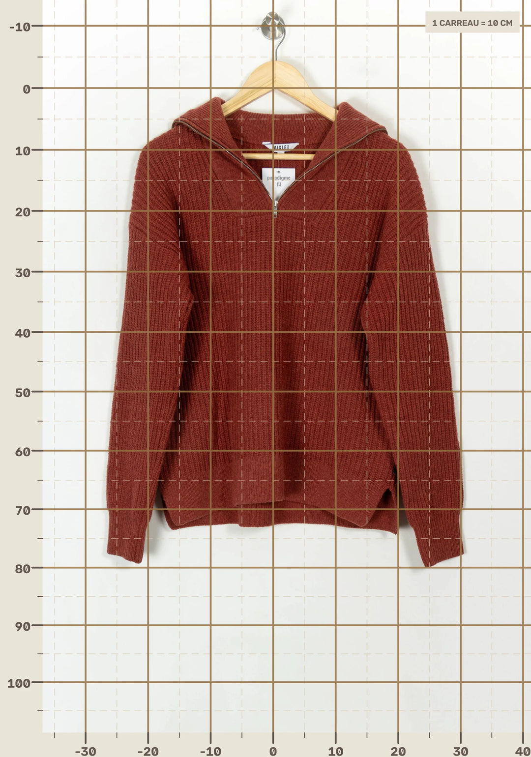 Pull Zippé Bordeaux - Taille XL/42 de la marque Aigle | PARAD119328 - Vendu par Paradigme - Image 4