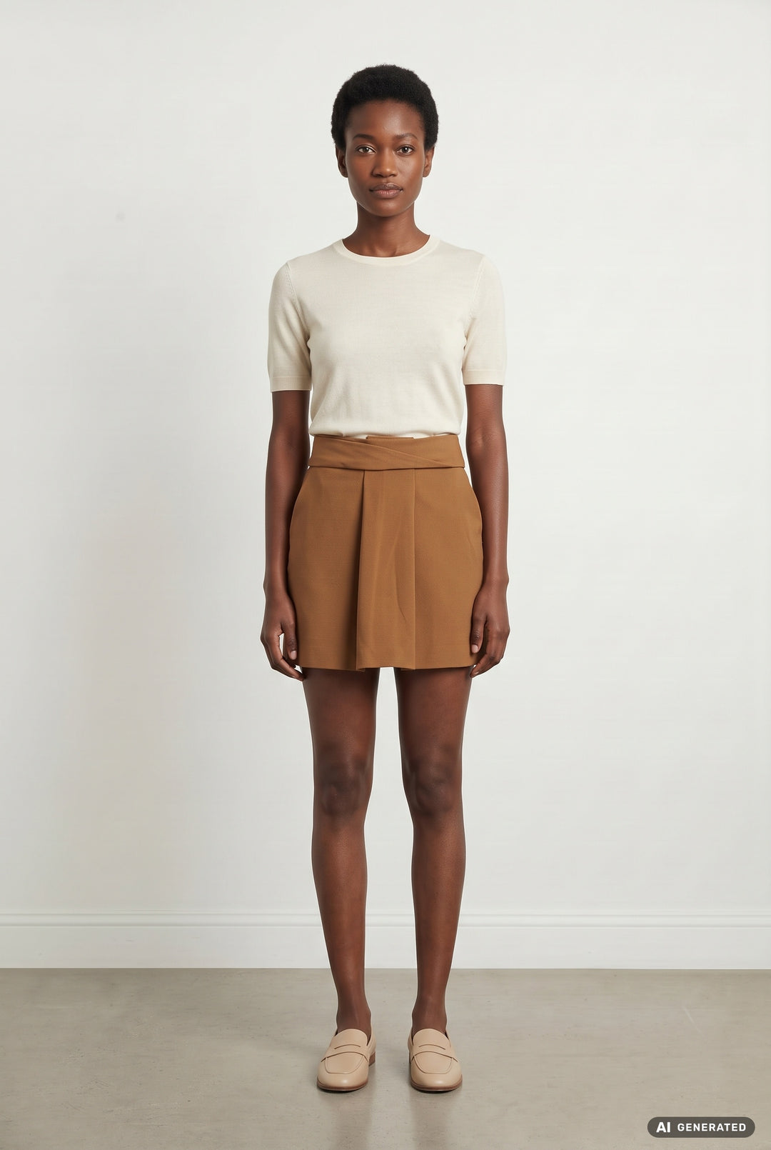 Jupe Courte Marron - Taille M/38 de la marque IKKS | PARAD119348 - Vendu par Paradigme - Image 1