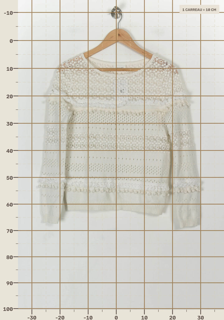 Pull Blanc - Taille S/36 de la marque Sézane | PARAD119349 - Vendu par Paradigme - Image 4