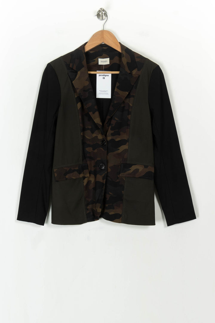 Blazer Camouflé et Noir - Taille S/36 de la marque Indies | PARAD119362 - Vendu par Paradigme - Image 2