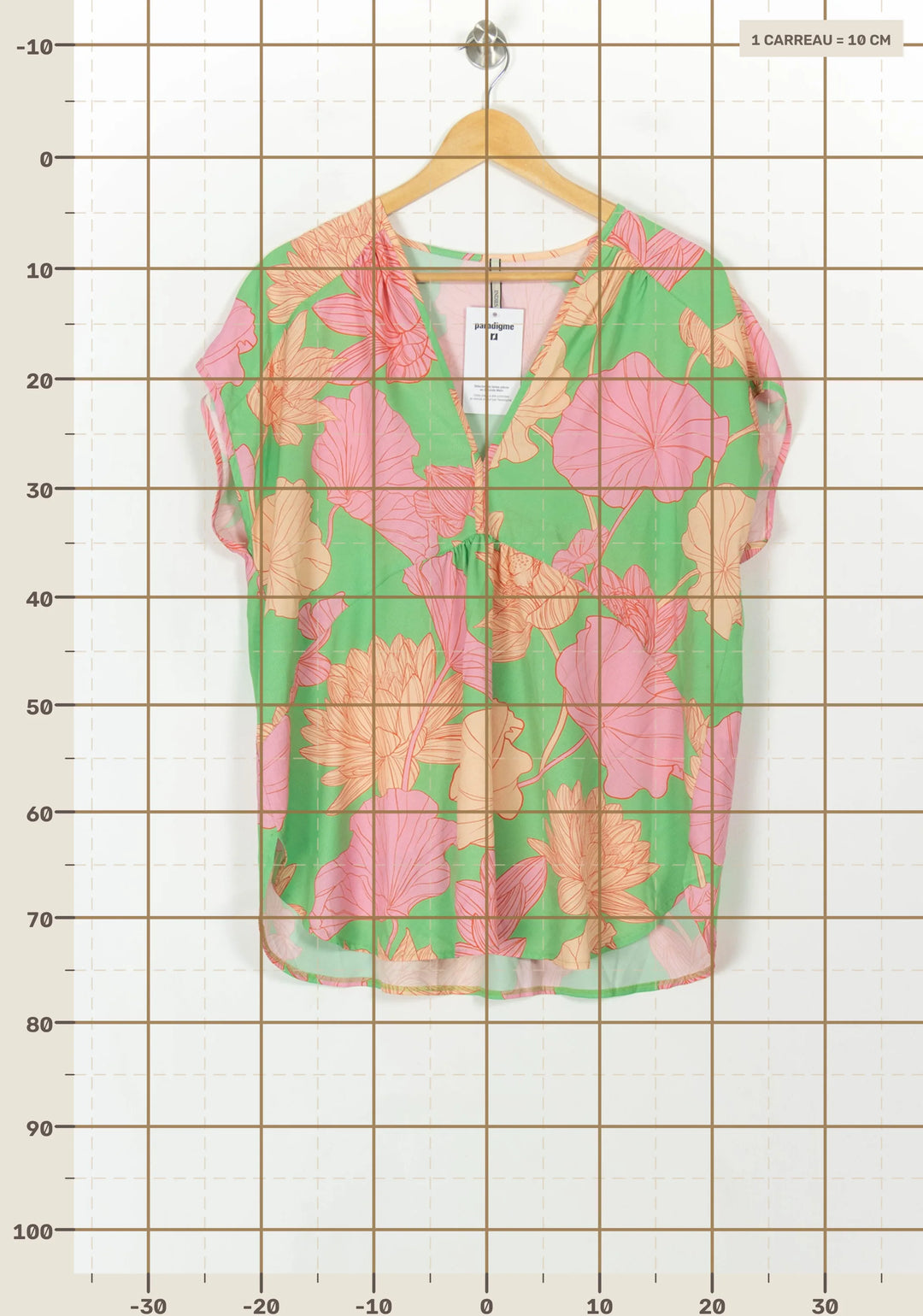 Blouse Verte et Rose - Taille XXL/44 de la marque Indies | PARAD119365 - Vendu par Paradigme - Image 4