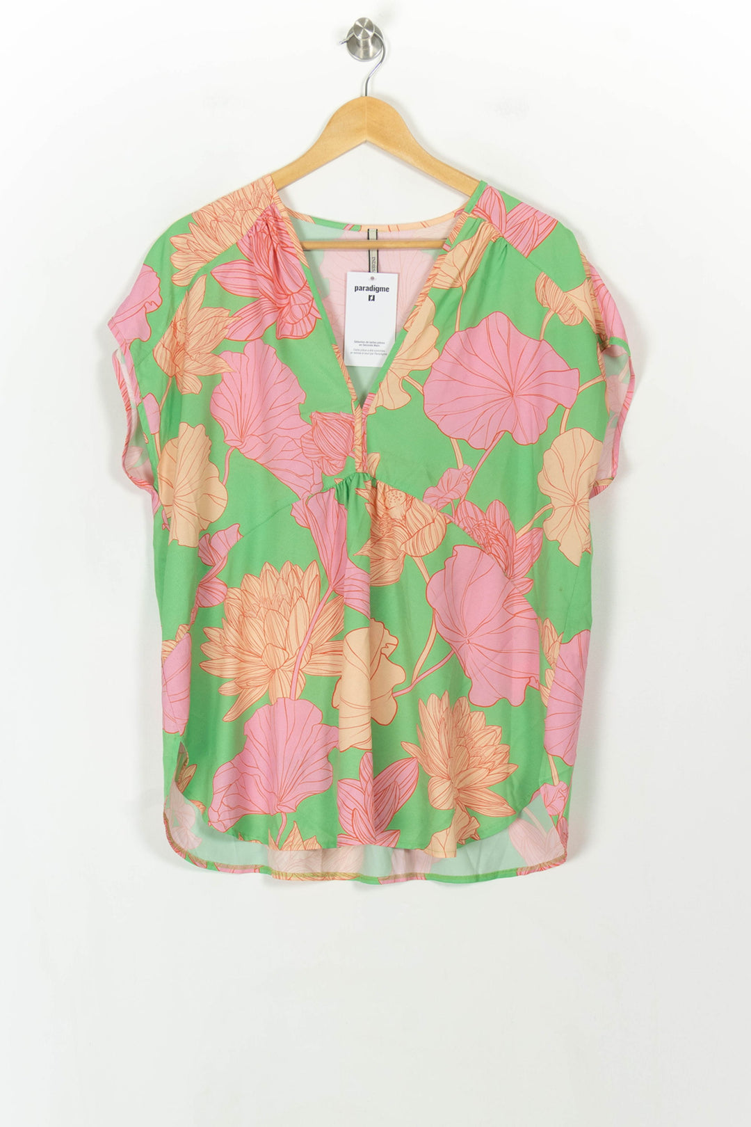 Blouse Verte et Rose - Taille XXL/44 de la marque Indies | PARAD119365 - Vendu par Paradigme - Image 2