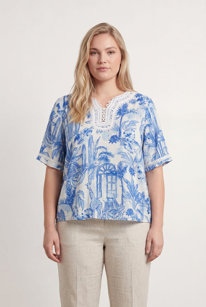 Blouse Bleue et Blanche - Taille XXL/44 de la marque Indies | PARAD119366 - Vendu par Paradigme - Image 1