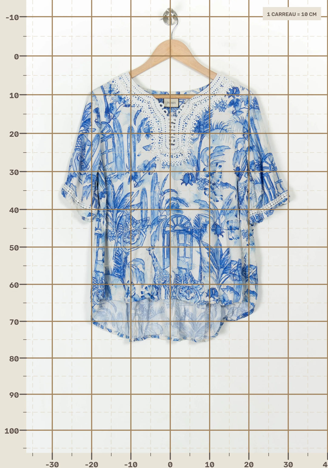 Blouse Bleue et Blanche - Taille XXL/44 de la marque Indies | PARAD119366 - Vendu par Paradigme - Image 4