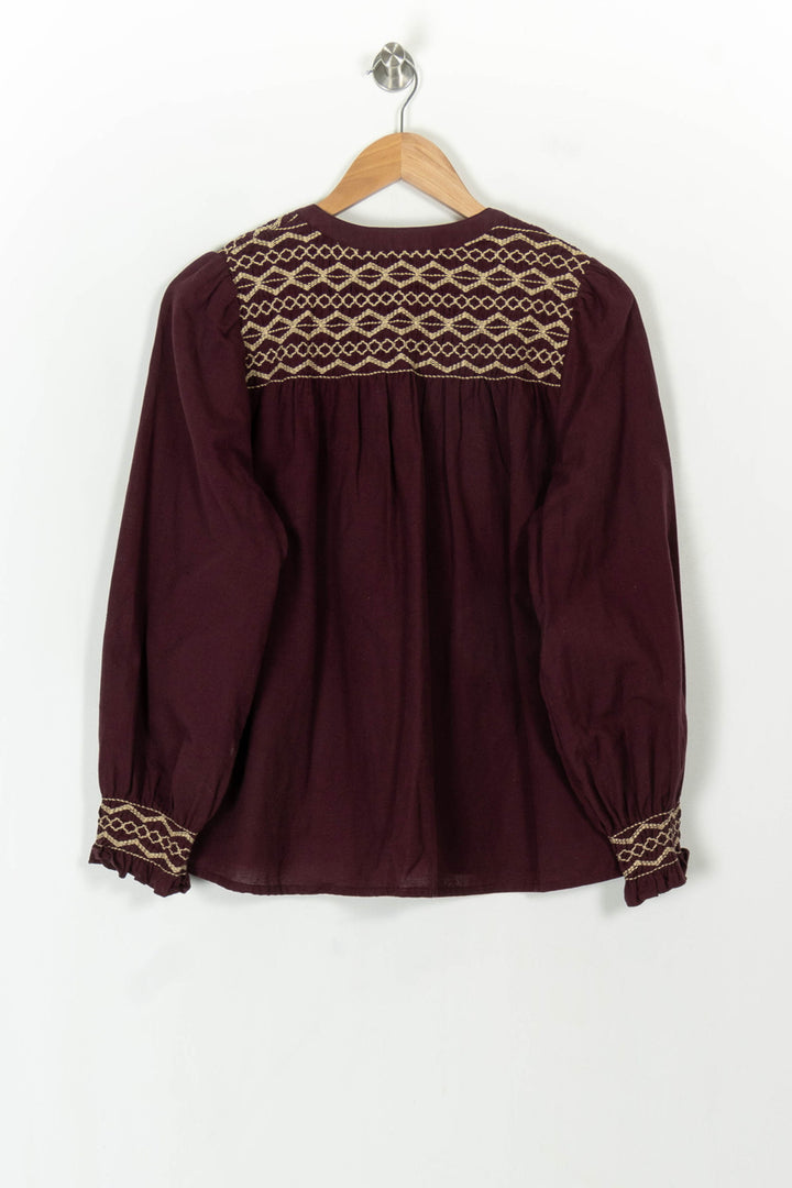 Blouse Bordeaux et Beige - Taille L/40 de la marque ba&amp;sh | PARAD119384 - Vendu par Paradigme - Image 5