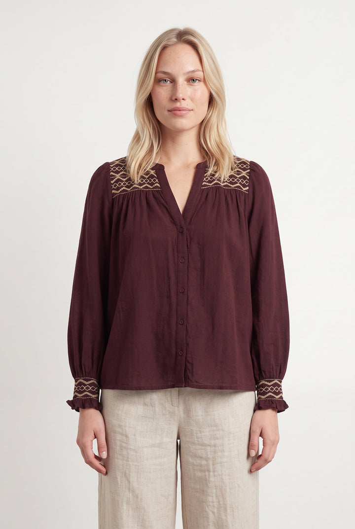 Blouse Bordeaux et Beige - Taille L/40 de la marque ba&amp;sh | PARAD119384 - Vendu par Paradigme - Image 1