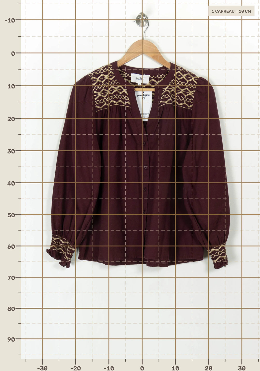 Blouse Bordeaux et Beige - Taille L/40 de la marque ba&amp;sh | PARAD119384 - Vendu par Paradigme - Image 4
