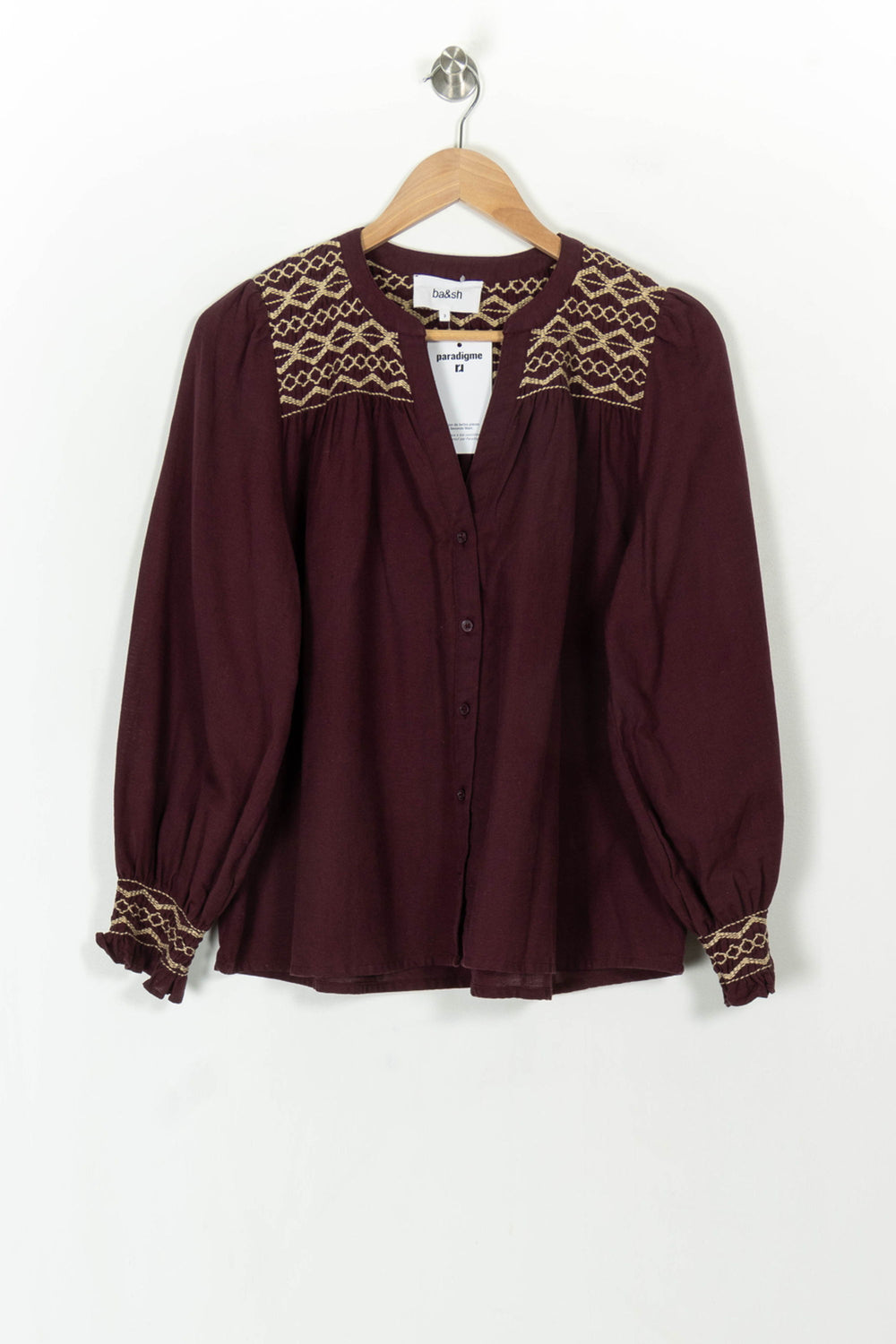 Blouse Bordeaux et Beige - Taille L/40 de la marque ba&sh | PARAD119384 - Vendu par Paradigme - Image 2