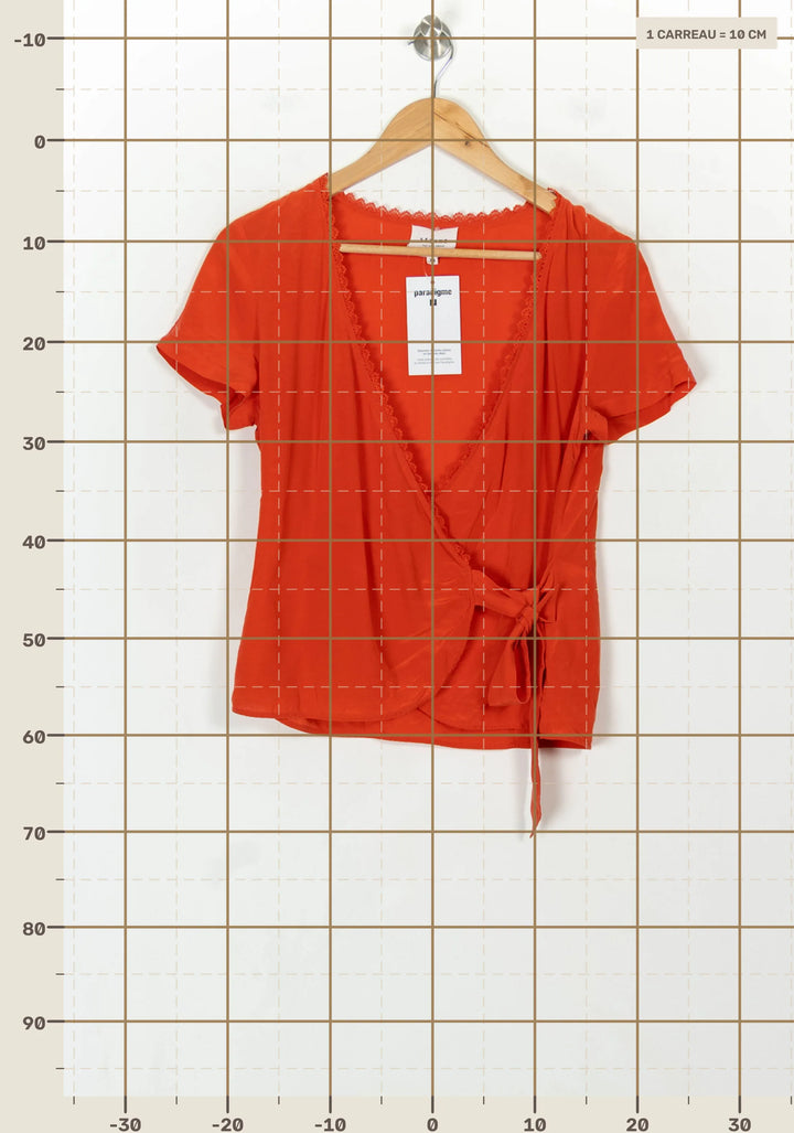 Blouse Portefeuille Orange - Taille M/38 de la marque Sézane | PARAD119390 - Vendu par Paradigme - Image 4