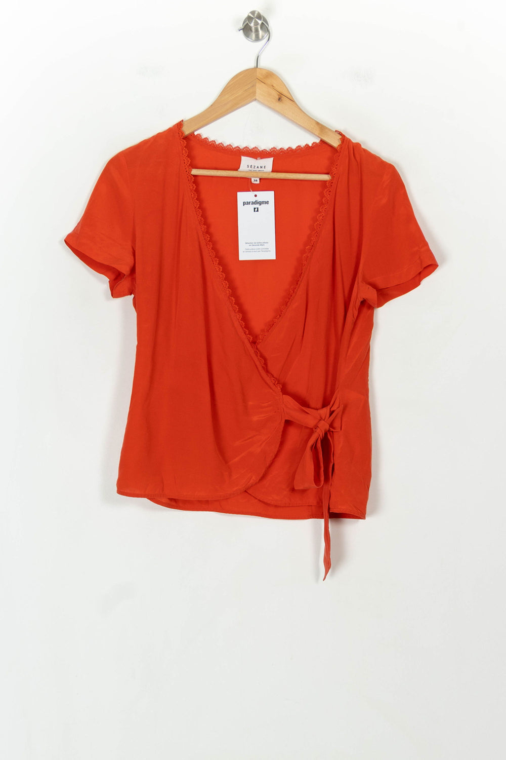 Blouse Portefeuille Orange - Taille M/38 de la marque Sézane | PARAD119390 - Vendu par Paradigme - Image 2