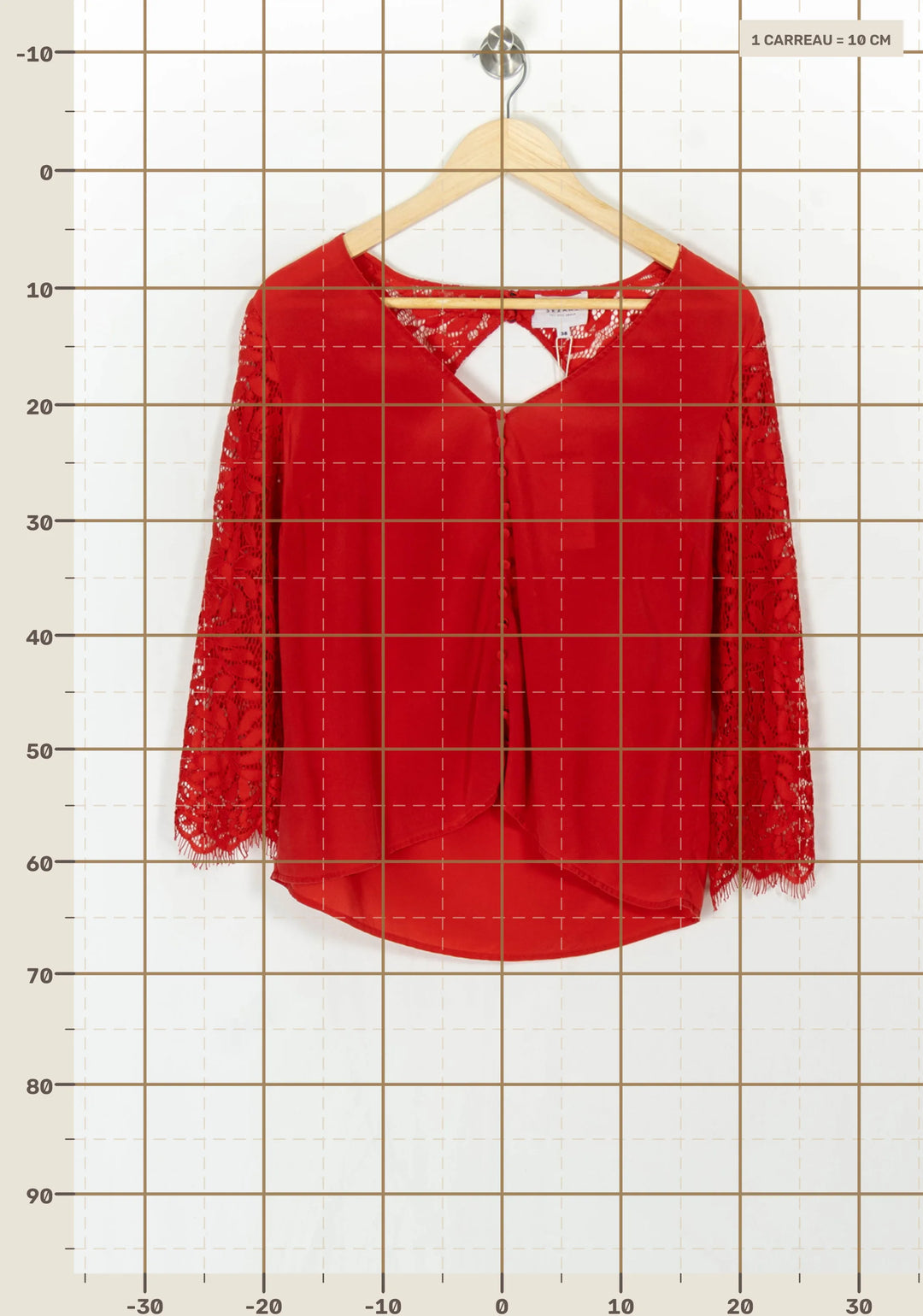 Blouse Rouge - Taille M/38 de la marque Sézane | PARAD119393 - Vendu par Paradigme - Image 4
