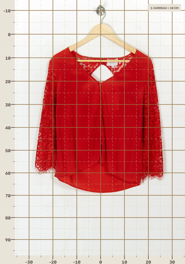 Blouse Rouge - Taille M/38 de la marque Sézane | PARAD119393 - Vendu par Paradigme - Image 4