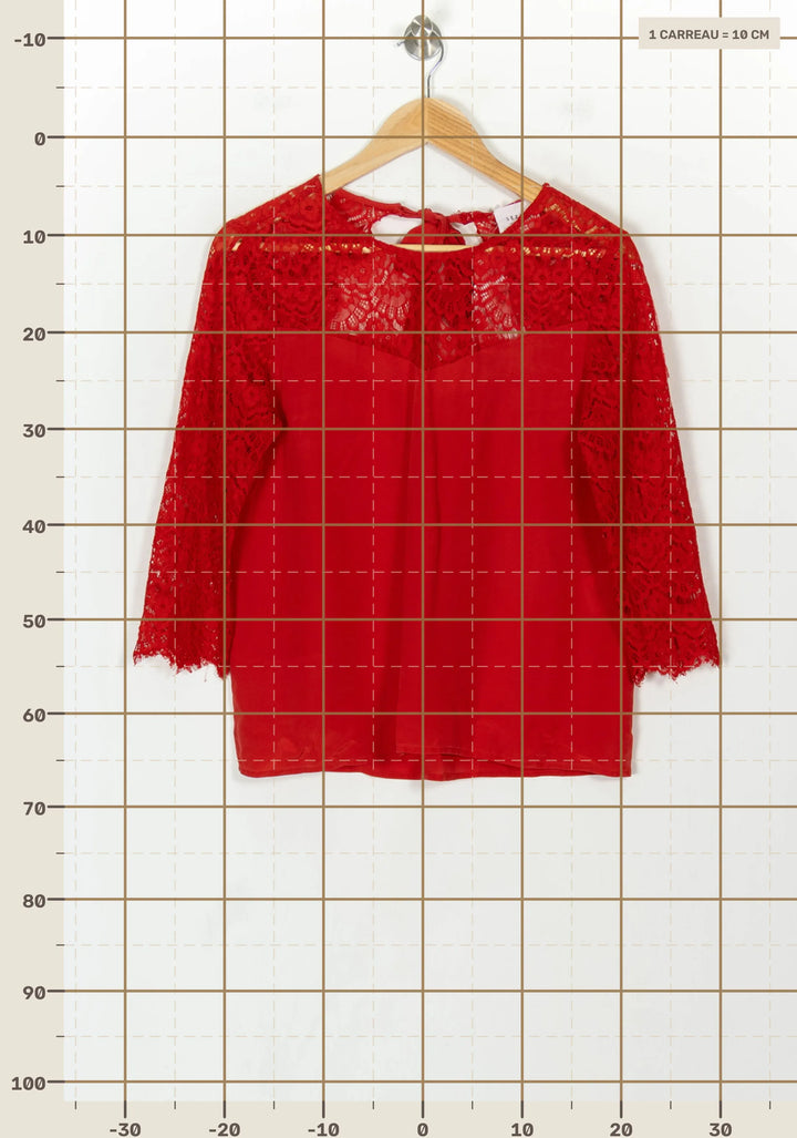 Blouse Rouge - Taille M/38 de la marque Sézane | PARAD119394 - Vendu par Paradigme - Image 4