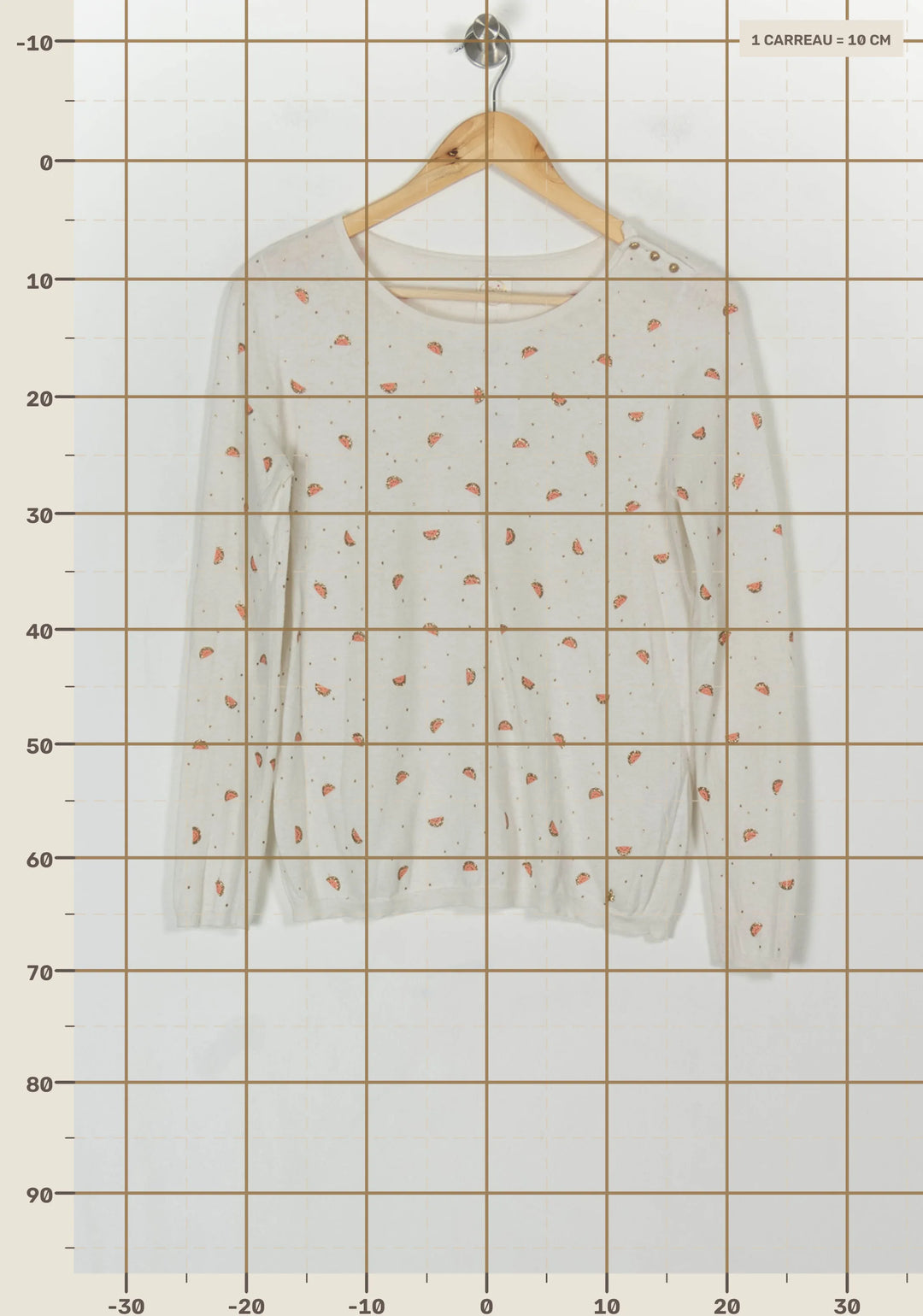 Pull Blanc et Orange - Taille S/36 de la marque Des petits hauts | PARAD119403 - Vendu par Paradigme - Image 4