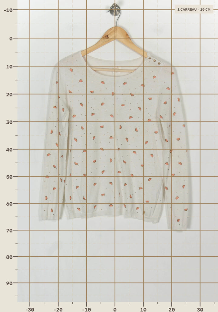 Pull Blanc et Orange - Taille S/36 de la marque Des petits hauts | PARAD119403 - Vendu par Paradigme - Image 4