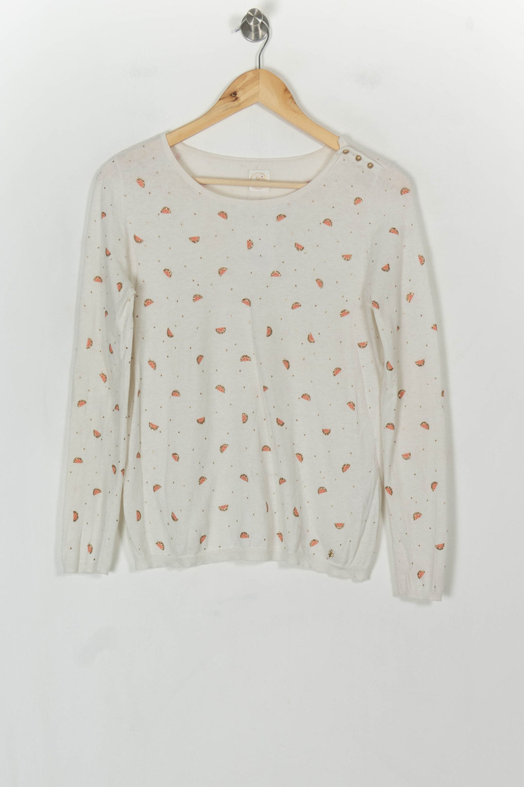 Pull Blanc et Orange - Taille S/36 de la marque Des petits hauts | PARAD119403 - Vendu par Paradigme - Image 2
