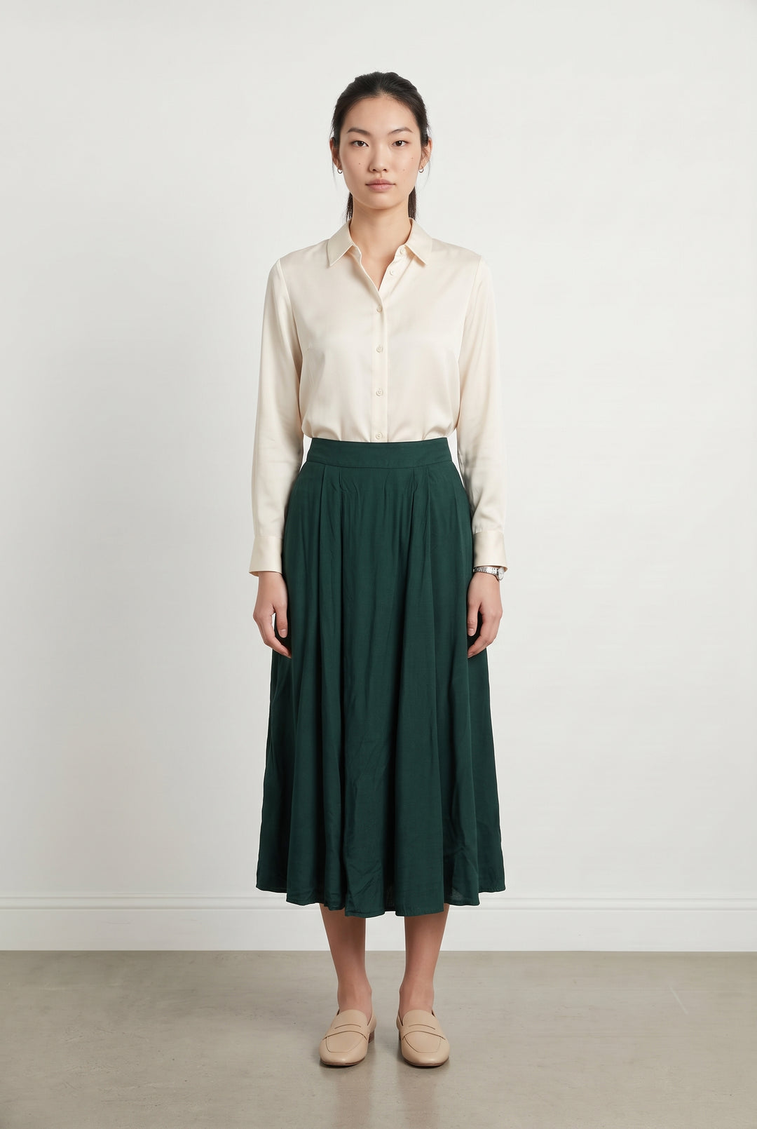 Jupe Midi Verte - Taille XS/34 de la marque Modetrotter | PARAD119412 - Vendu par Paradigme - Image 1