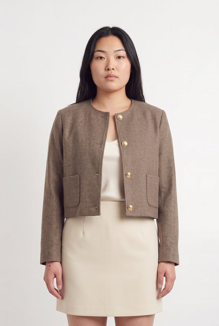 Veste Courte Beige - Taille L/40 de la marque Petite Mendigote | PARAD119428 - Vendu par Paradigme - Image 1