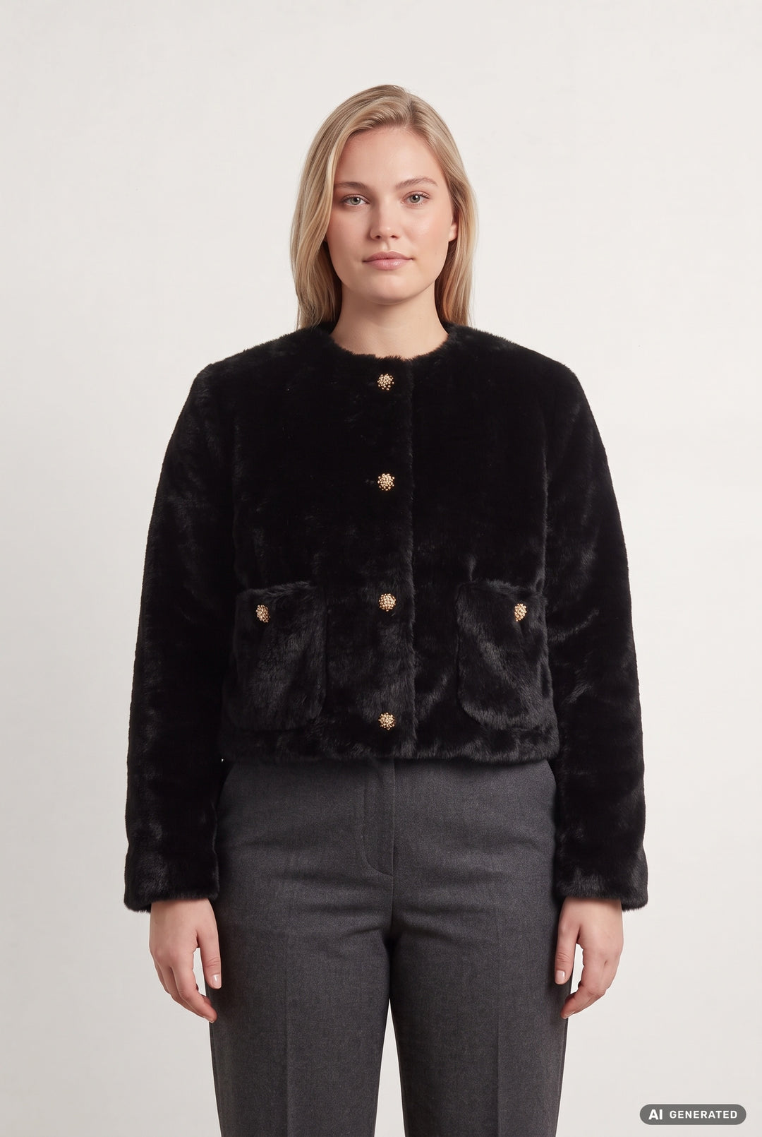 Veste Fourrure Noire - Taille XL/42 de la marque Petite Mendigote | PARAD119442 - Vendu par Paradigme - Image 1