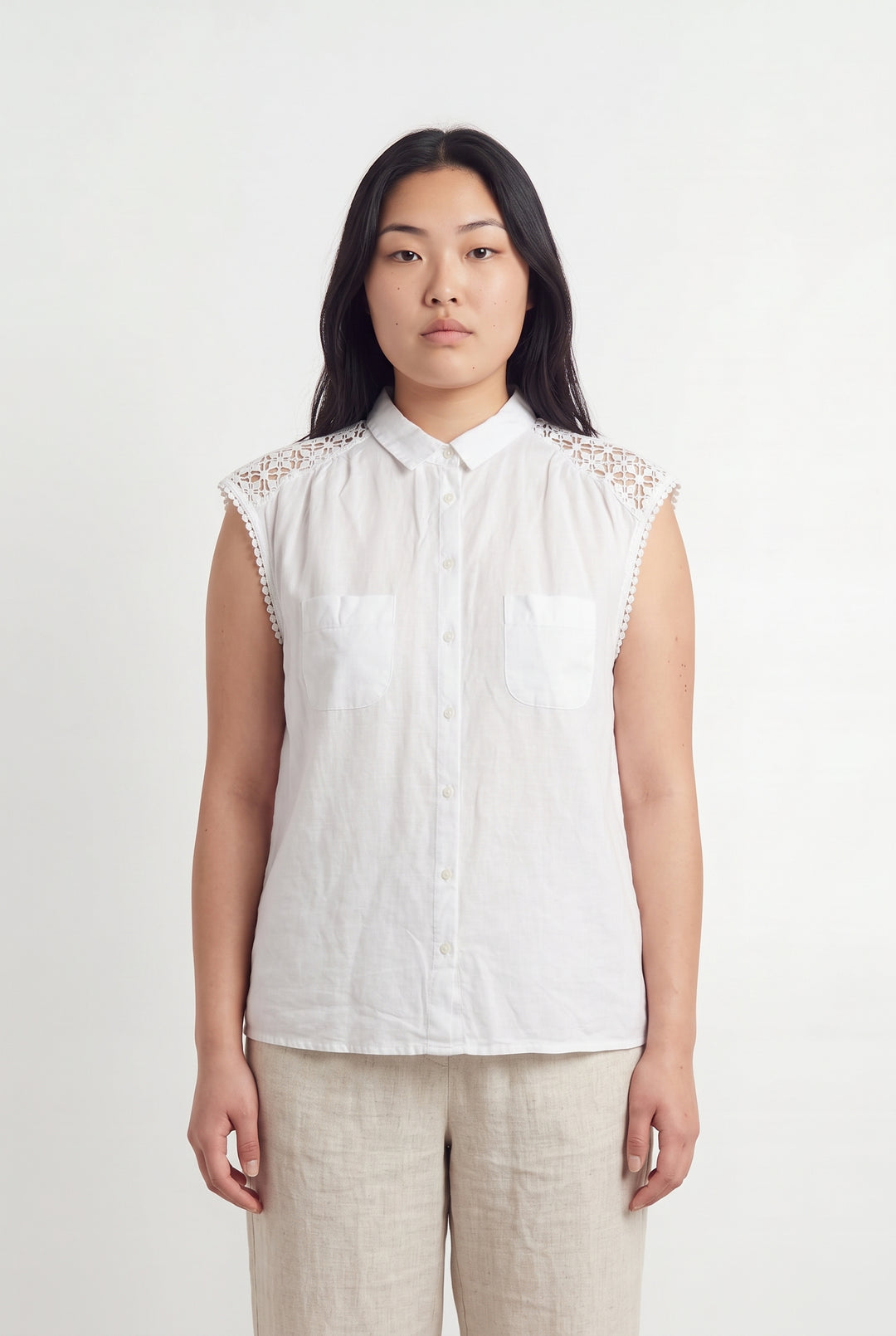 Chemise Sans Manches Blanche - Taille L/40 de la marque Maison 123 | PARAD119457 - Vendu par Paradigme - Image 1