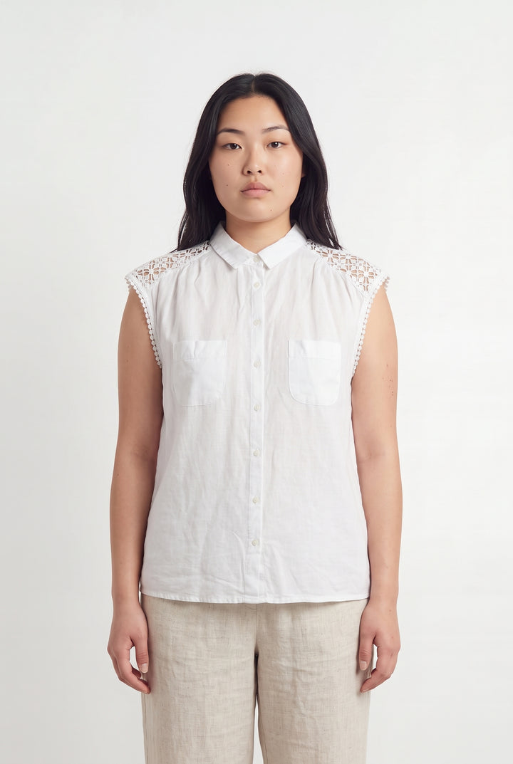 Chemise Sans Manches Blanche - Taille L/40 de la marque Maison 123 | PARAD119457 - Vendu par Paradigme - Image 1