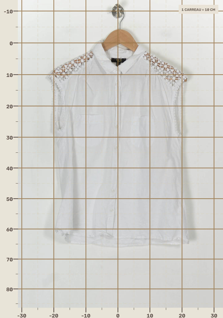 Chemise Sans Manches Blanche - Taille L/40 de la marque Maison 123 | PARAD119457 - Vendu par Paradigme - Image 4