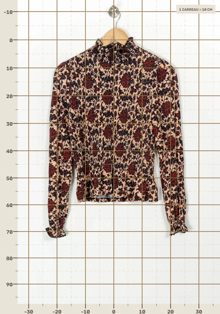 Blouse Fleurie Beige et Rouge - Taille S/36 de la marque Sandro | PARAD119472 - Vendu par Paradigme - Image 4