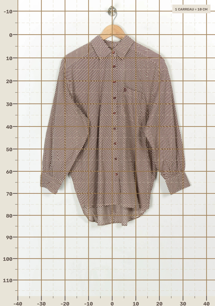 Chemise Rayée Marron et Blanche - Taille M/38 de la marque Petite Mendigote | PARAD119496 - Vendu par Paradigme - Image 4