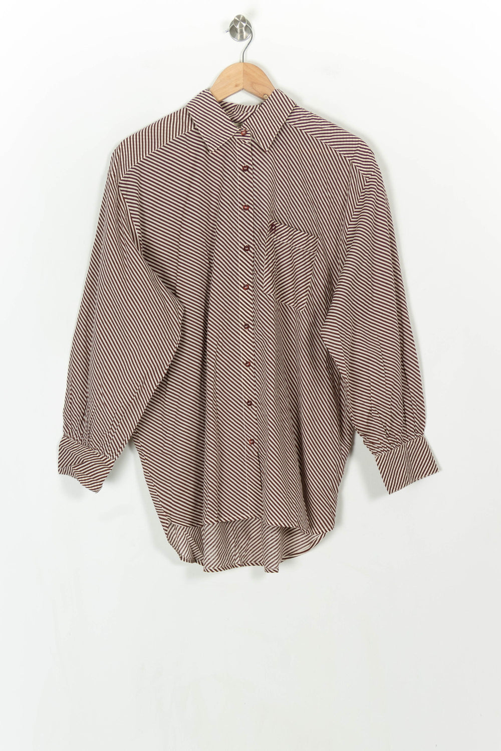 Chemise Rayée Marron et Blanche - Taille M/38 de la marque Petite Mendigote | PARAD119496 - Vendu par Paradigme - Image 2