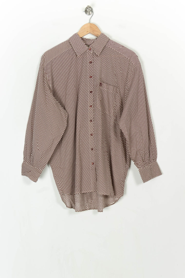 Chemise Rayée Marron et Blanche - Taille M/38 de la marque Petite Mendigote | PARAD119496 - Vendu par Paradigme - Image 2