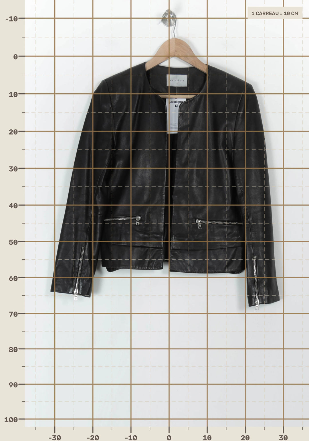 Veste En Cuir Noire - Taille M/38 de la marque Sandro | PARAD119545 - Vendu par Paradigme - Image 4