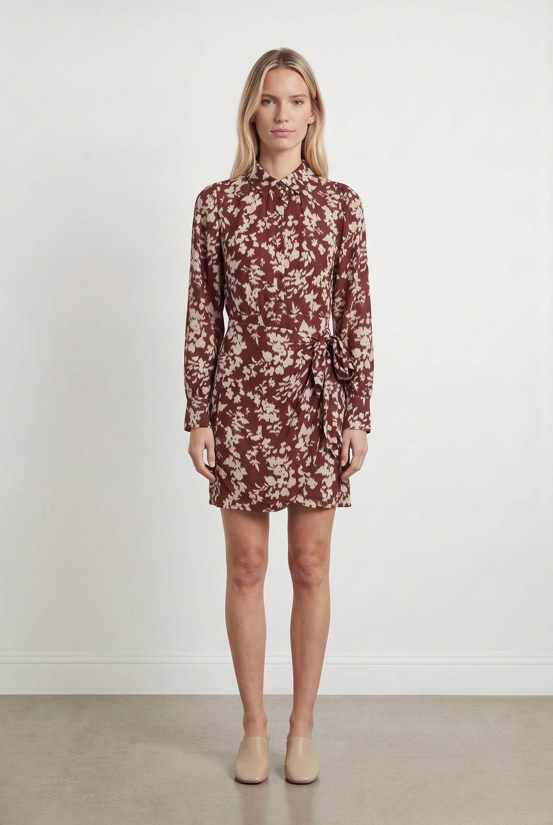 Robe Portefeuille Bordeau et Écru - Taille XS/34 de la marque Petite Mendigote | PARAD119586 - Vendu par Paradigme - Image 1